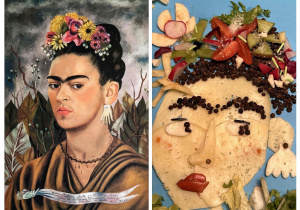 Praca konkursowa – Alicja Kucharska, klasa 4c - Frida Kahlo, Autoportret z wieńcem kwiatowym