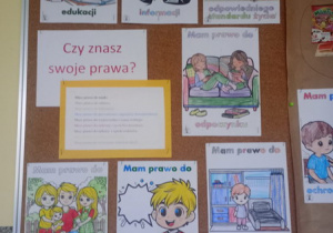 Plakaty wykonane przez uczniów z okazji Międzynarodowego Dnia Praw Dziecka.