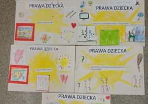 Plakaty wykonane przez uczniów z okazji Międzynarodowego Dnia Praw Dziecka.