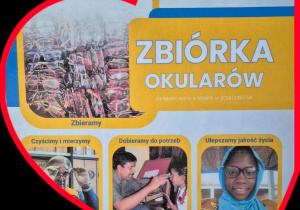 Plakat informujący o zbiórce okularów w ramach akcji wolontarystycznej – Lions Recycle For Sight.