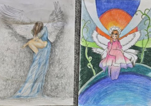 Prace plastyczne zgłoszone do międzyszkolnego konkursu plastycznego – Anioły, aniołki, anielice.