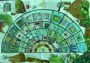 Praca konkursowa grupy uczniów z klasy 7b znajdująca się na wystawie w hali EXP0