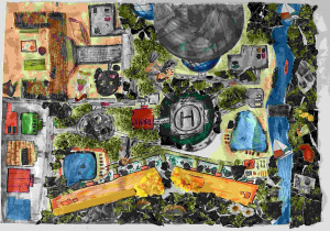 Praca konkursowa grupy uczniów z klasy 7a znajdująca się na wystawie w hali EXP0