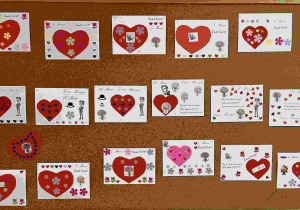 Prace uczniów z klas 1-3 związane z marcowymi świętami – Dniem Kobiet i Dniem Mężczyzn.