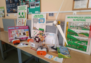 Podczas zajęć uczniowie mogli na żywo analizować przemiany energii odnawialnej na przykładzie modeli elektrowni słonecznej, wiatrowej i wodnej, zbudowanych przez uczestników koła „Laboratoria Przyszłości”.